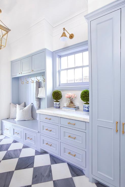 Caitlin Wilson mudroom with checkered floors