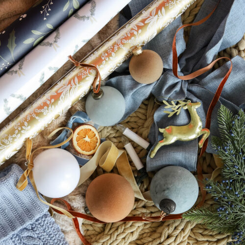 Gold, Blue and Brown Christmas Tree Decor