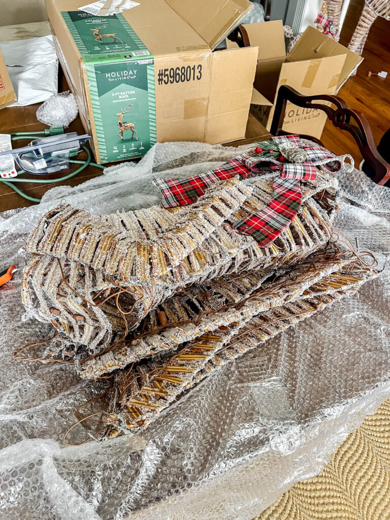 assembling the outdoor holiday decor