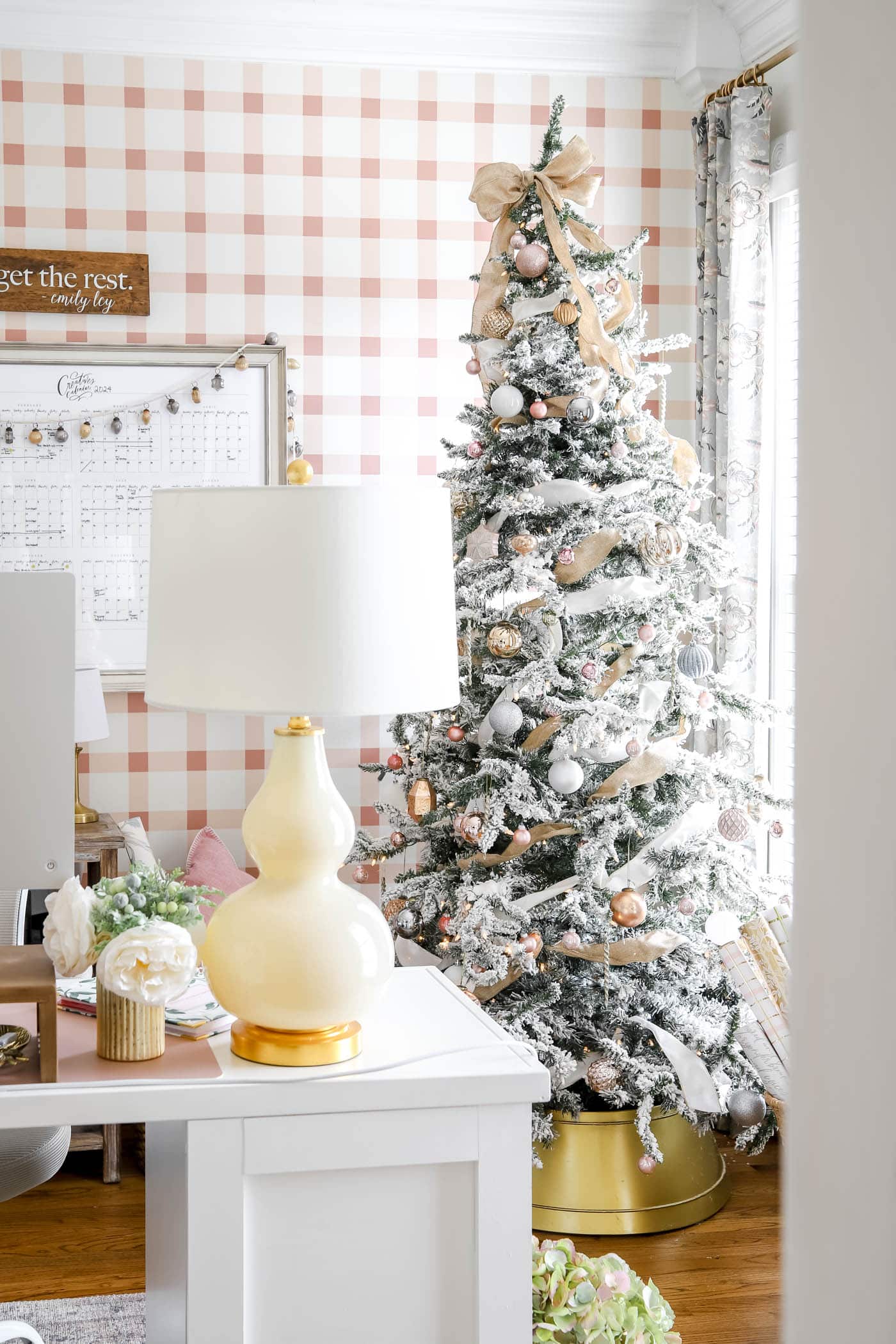 feminine brass and blush Christmas tree
