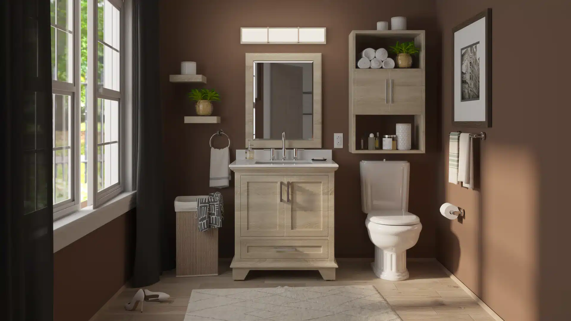 Valspar Rue Bourbon painted bathroom from Lowe's