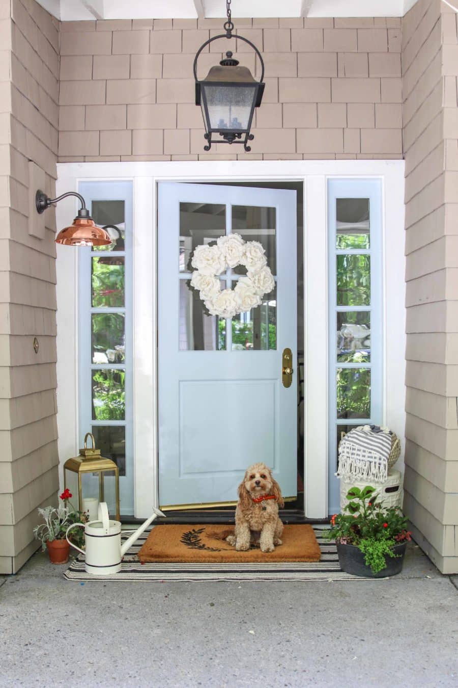blue front porch door