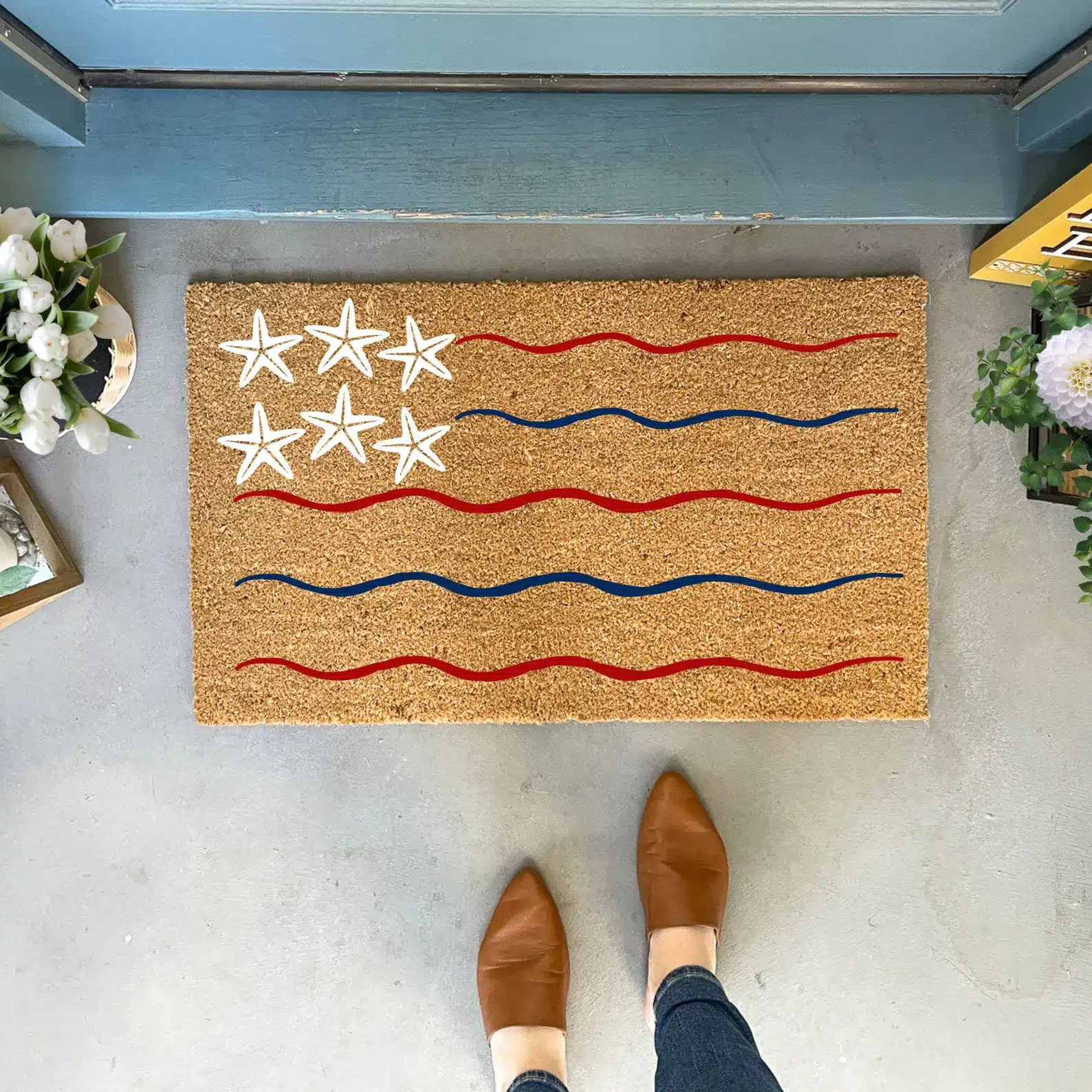 patriotic flag outdoor doormat