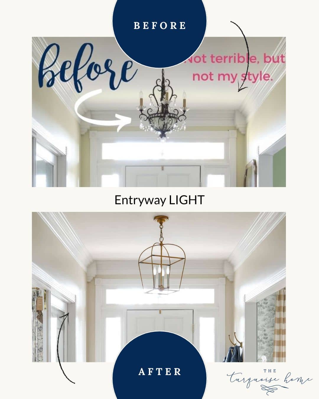 before and after entry way lighting