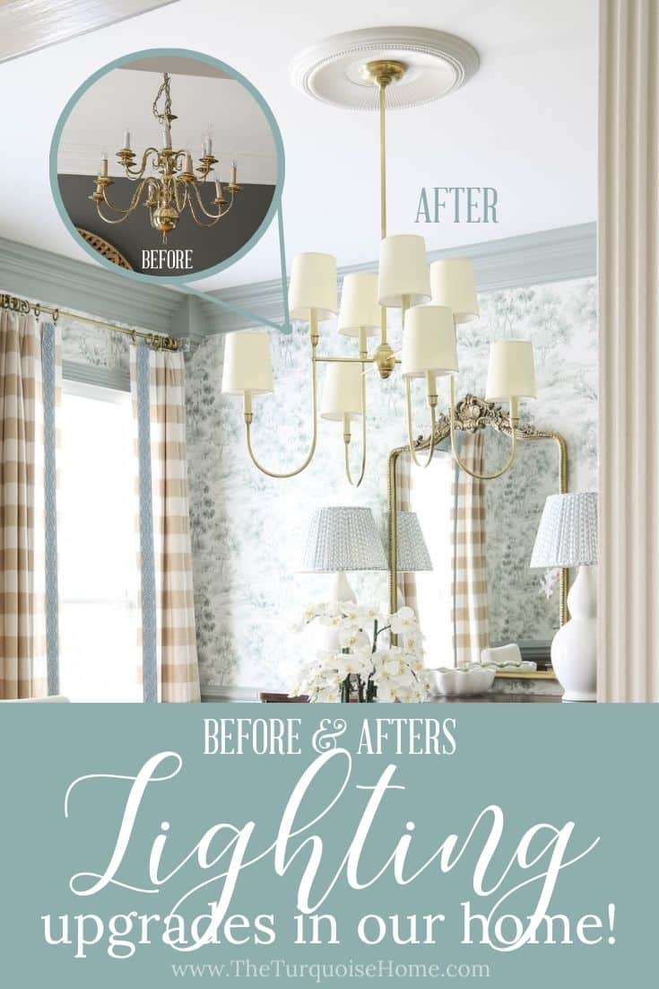 before and after lighting in our home