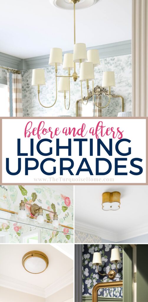 before and after lighting updates in our home
