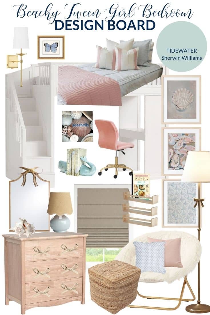beauty tween girl bedroom design board