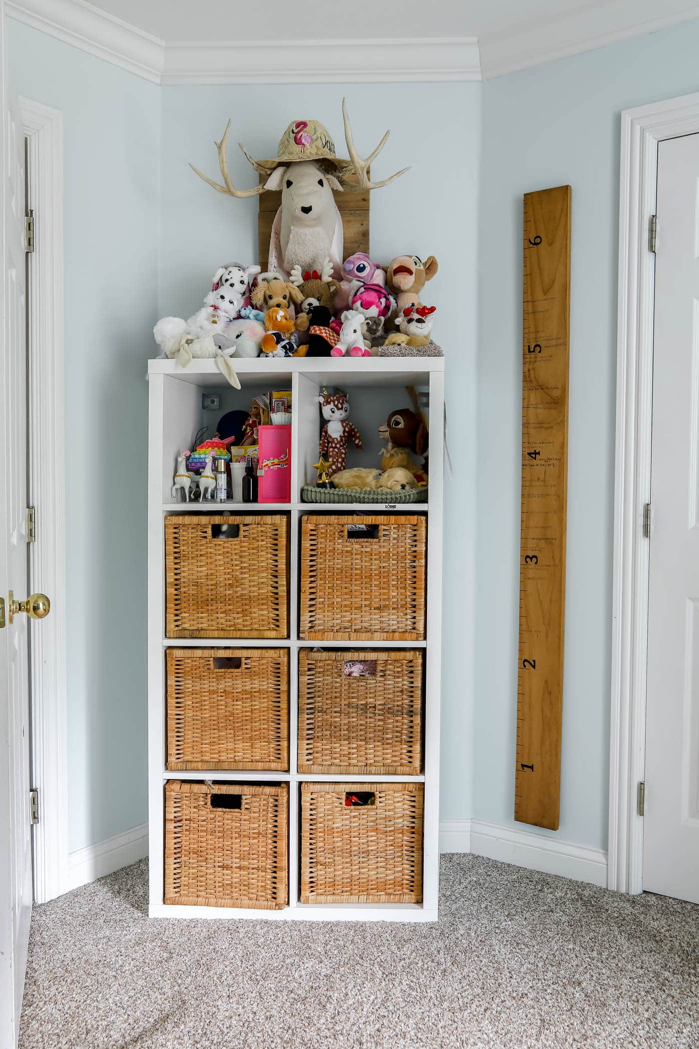 toy storage from an IKEA storage unit.