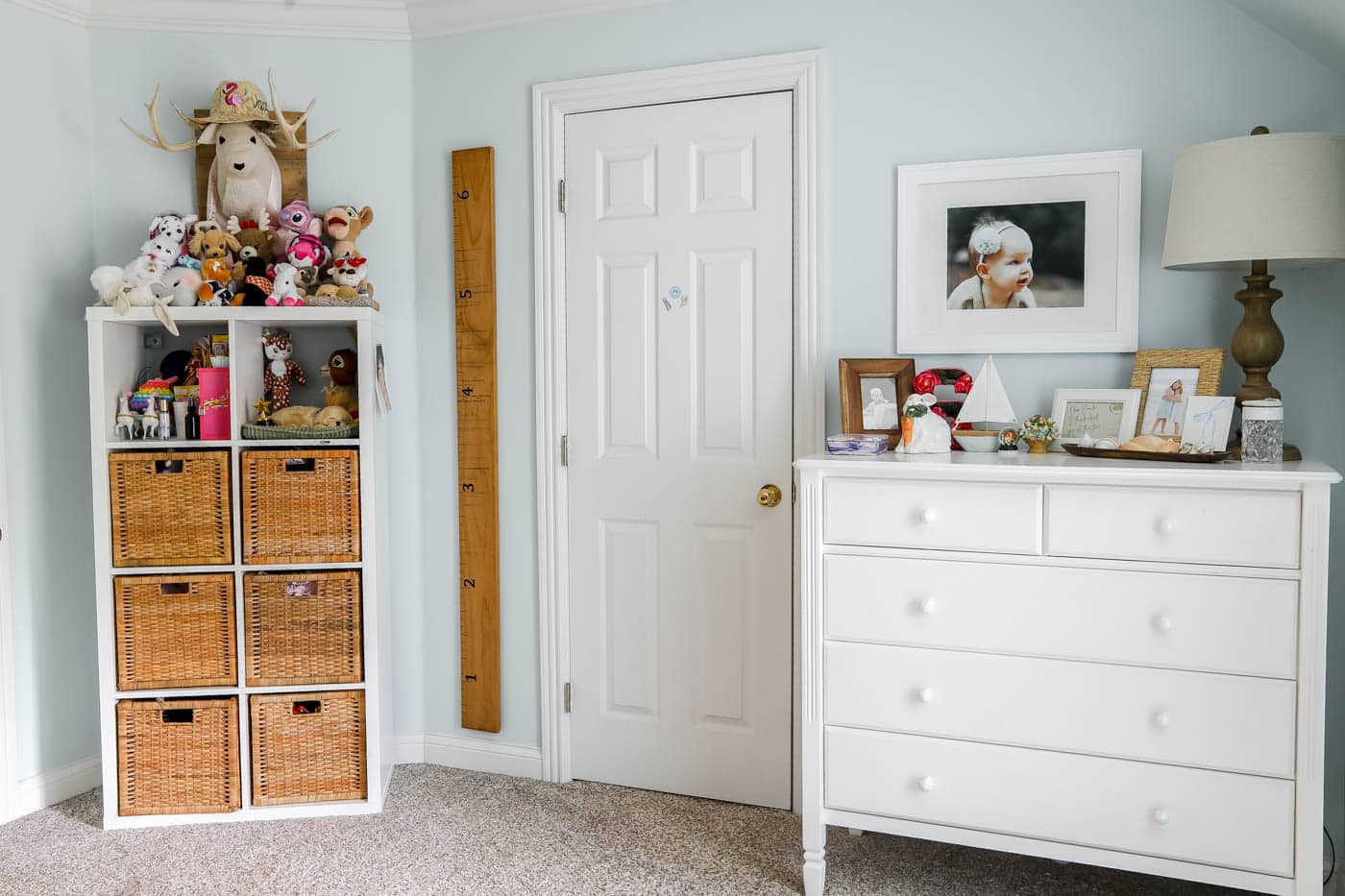 IKEA toy cabinet and Pottery Barn wide dresser.