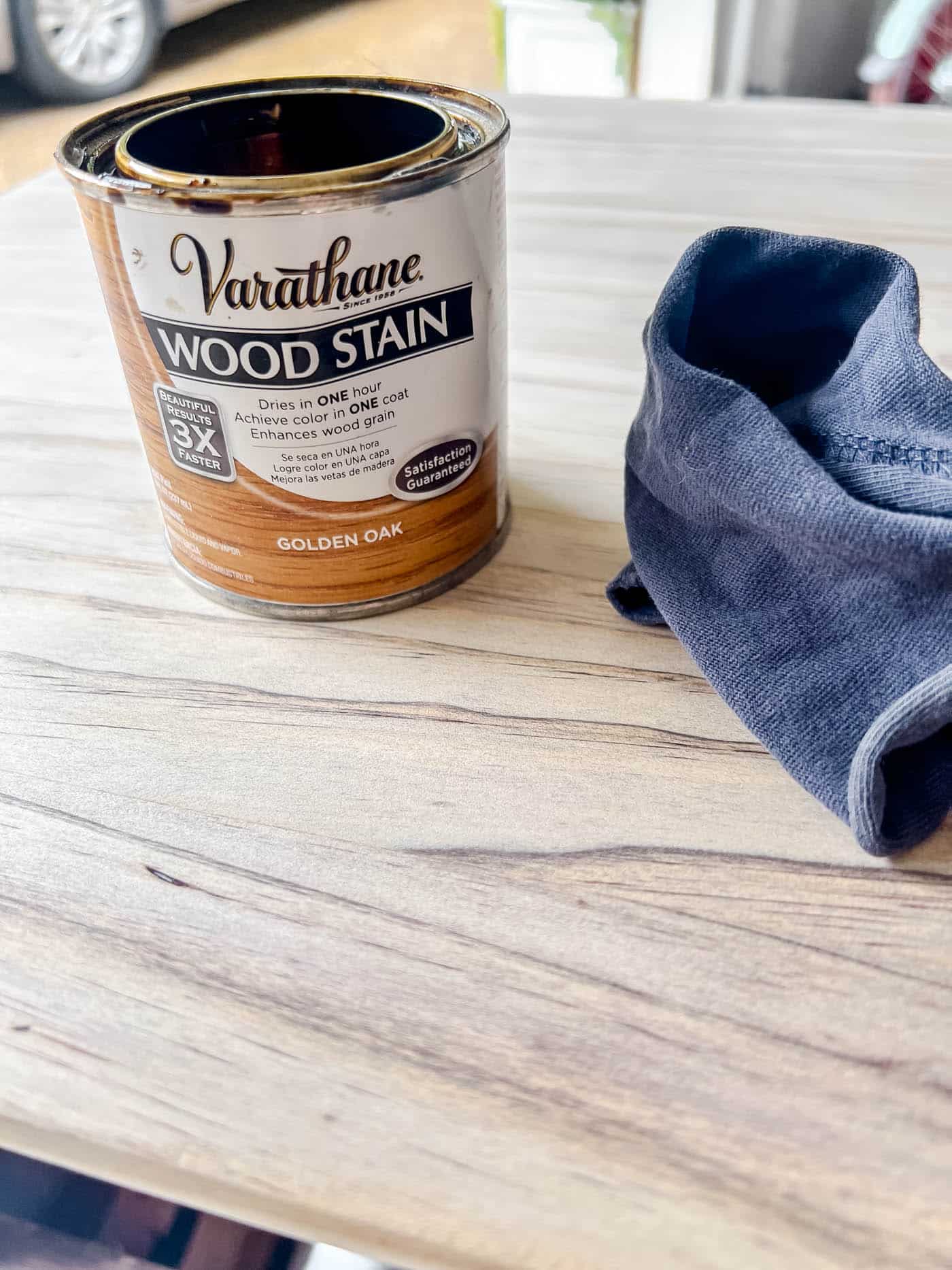wood stain for refinishing a piece of furniture.