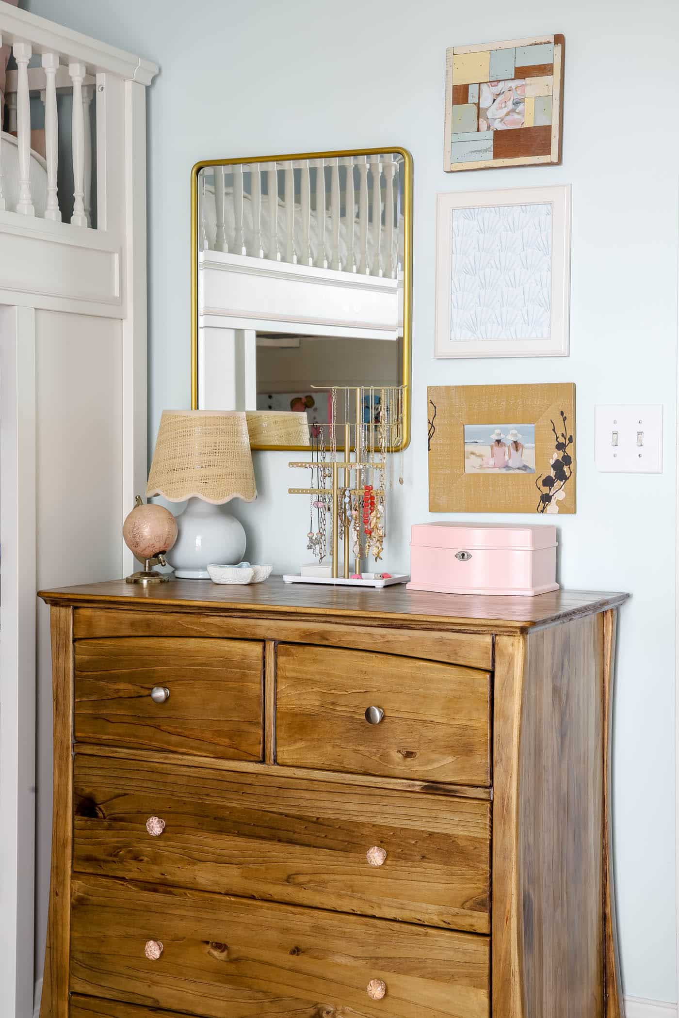 finished stained dresser