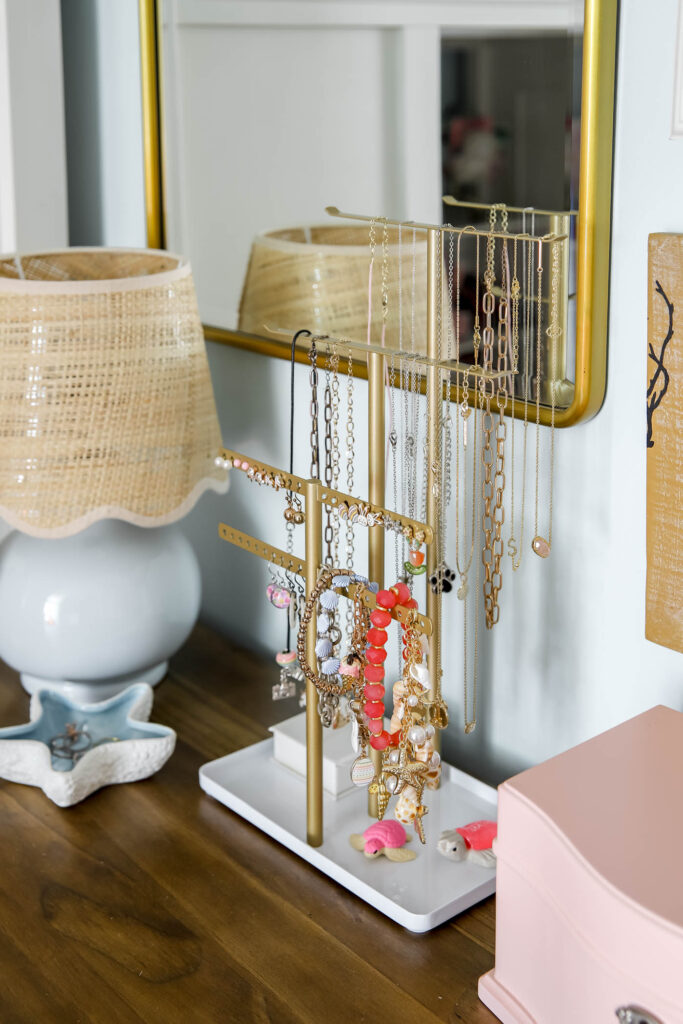 jewelry organizer in tween girls room