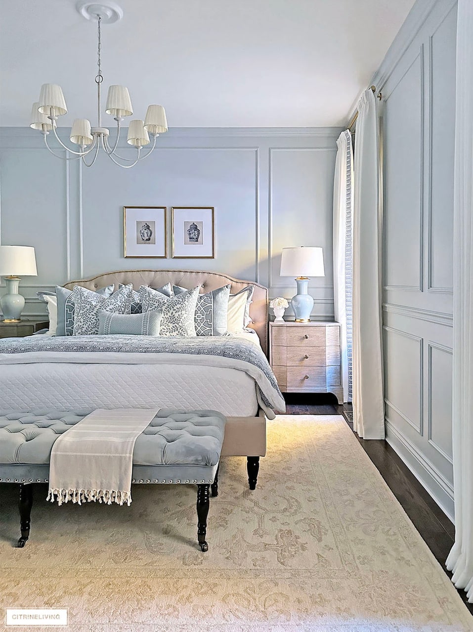 European inspired bedroom