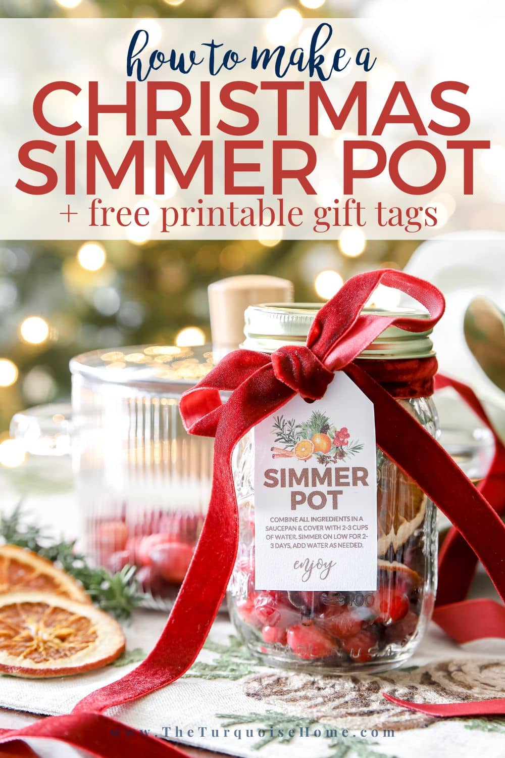 christmas simmer pot recipe with free printable gift tags