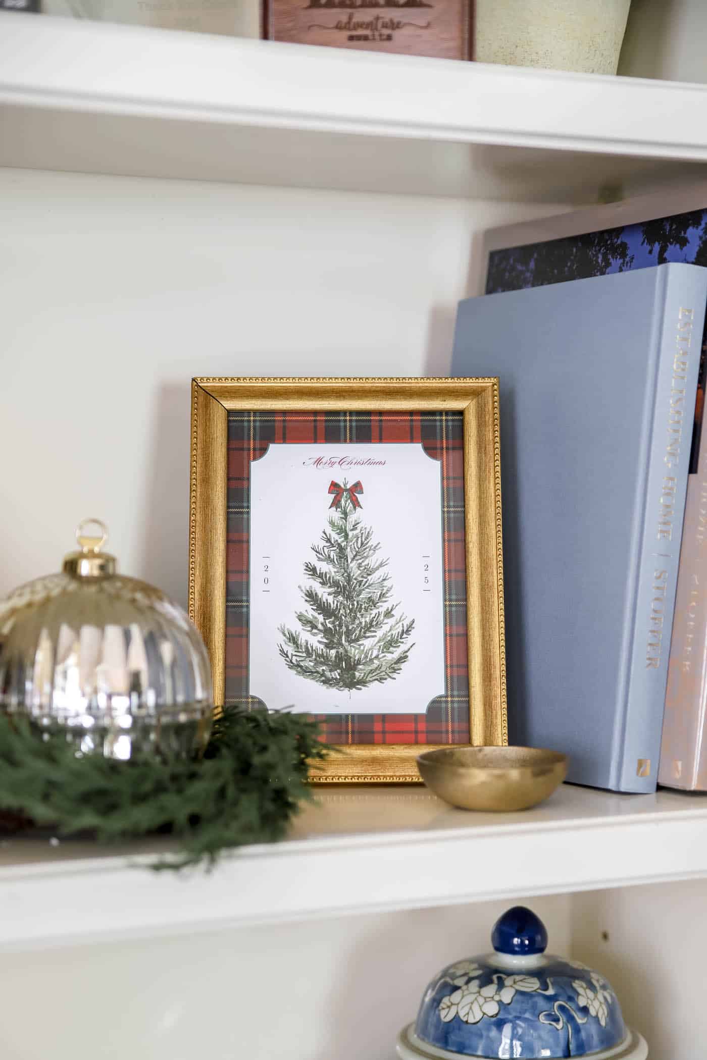 tree printable on a bookshelf.