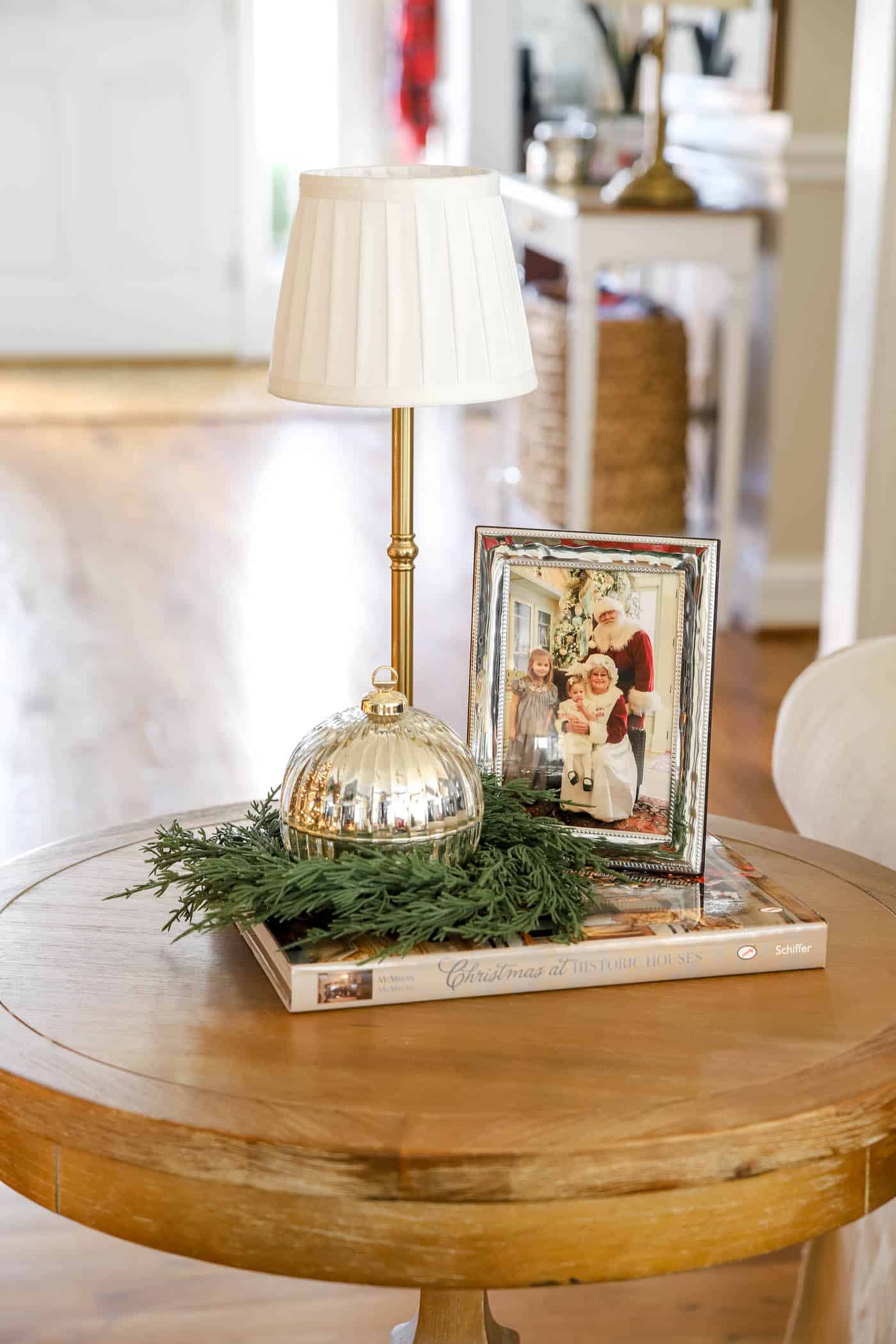 rechargeable lamp on an end table.