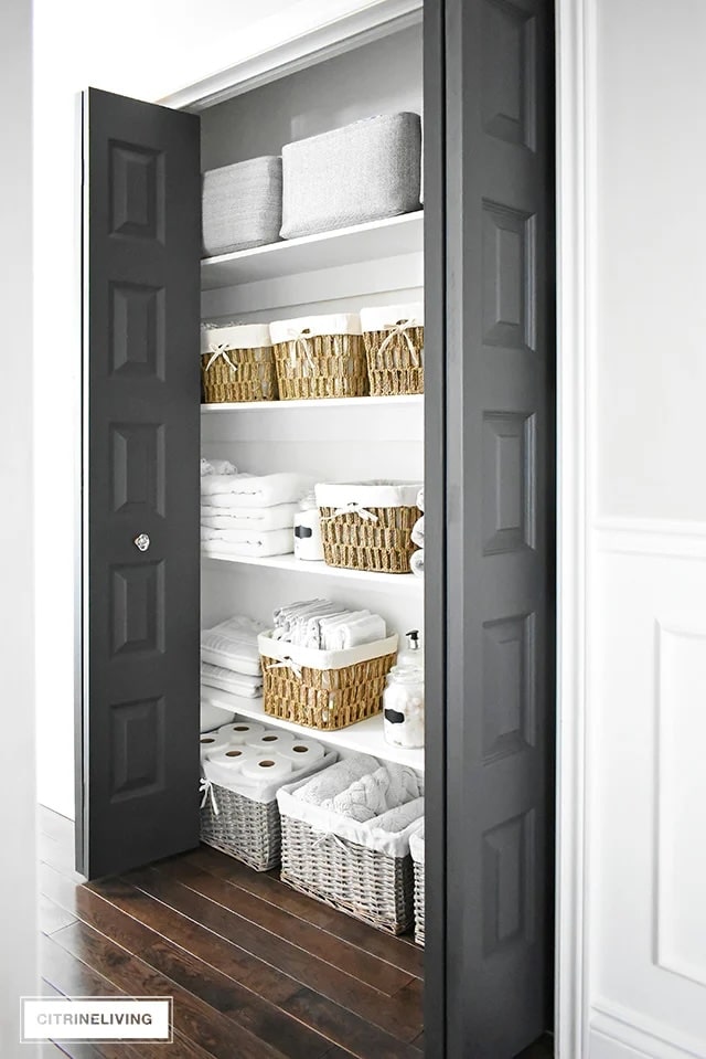 organized linen closet