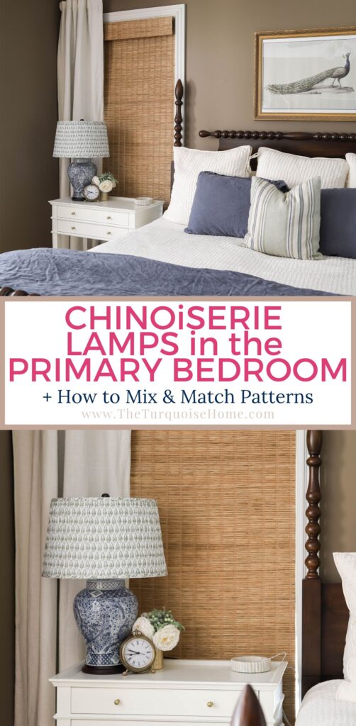 chinoiserie lamp update in the primary bedroom