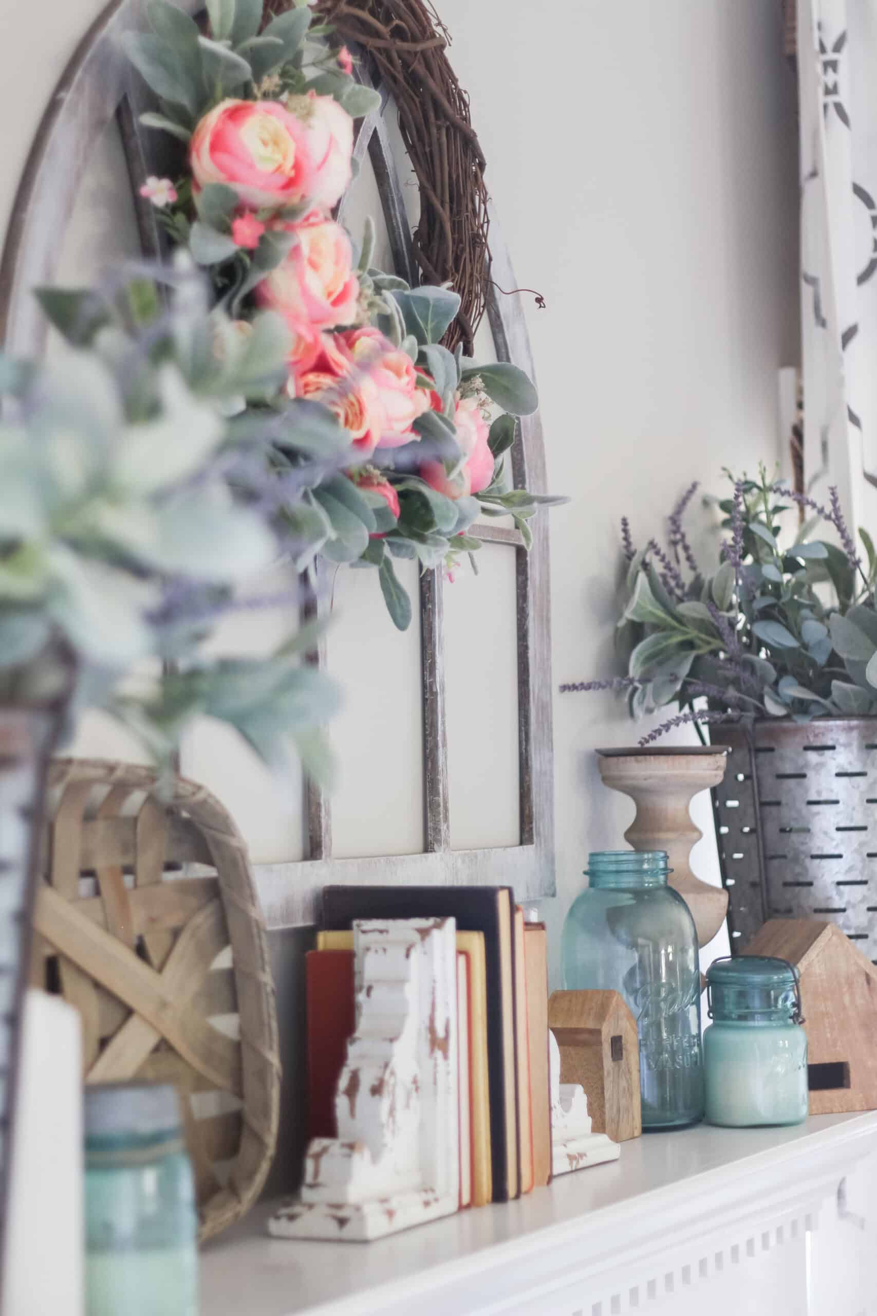 spring mantel decor