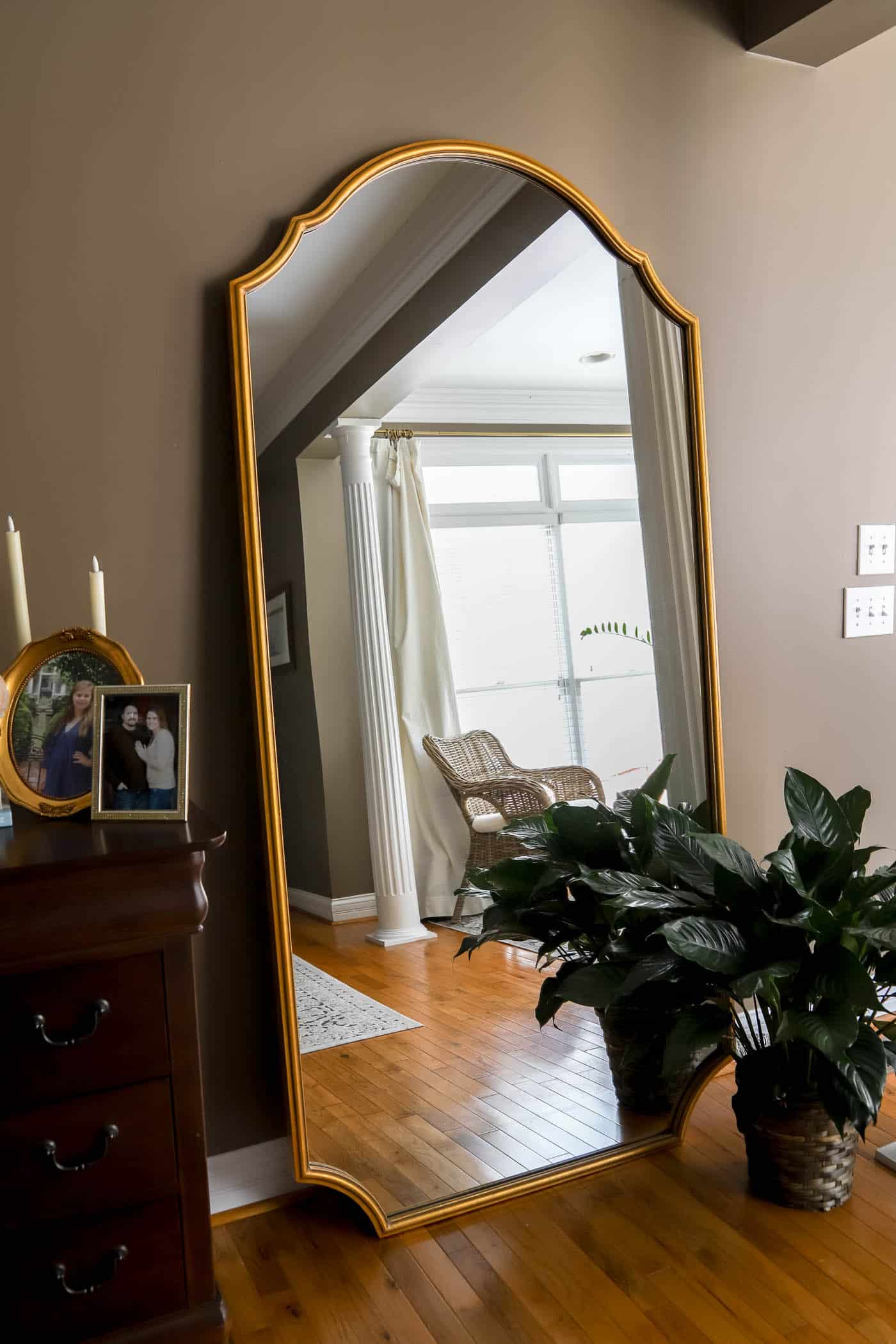 full-length mirror in the bedroom.