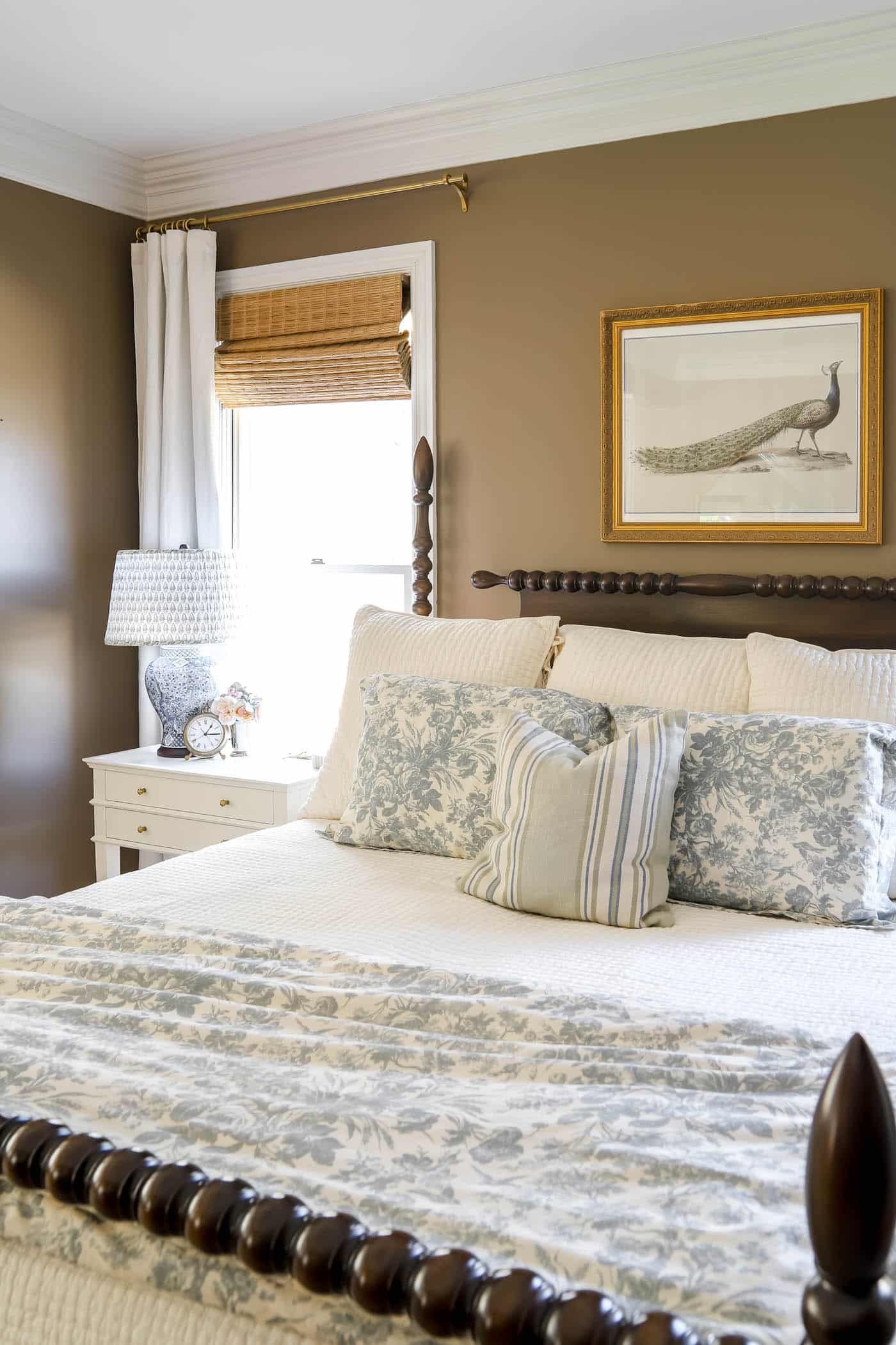 light and airy room with pulled back curtains for spring. 