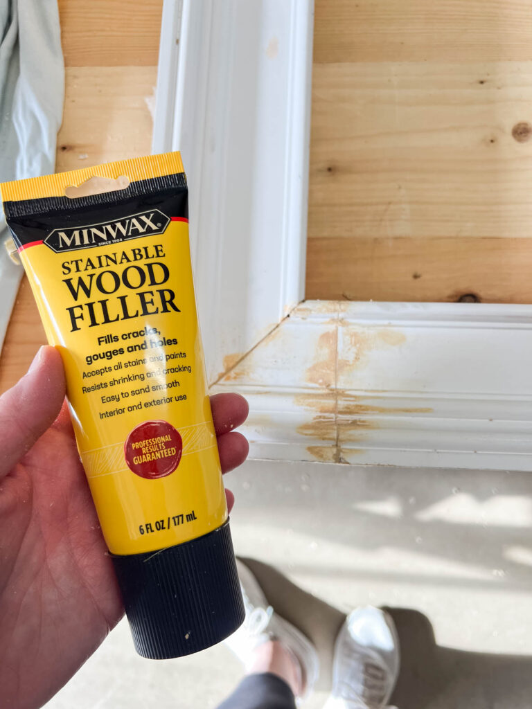 filling holes on a DIY wood frame.
