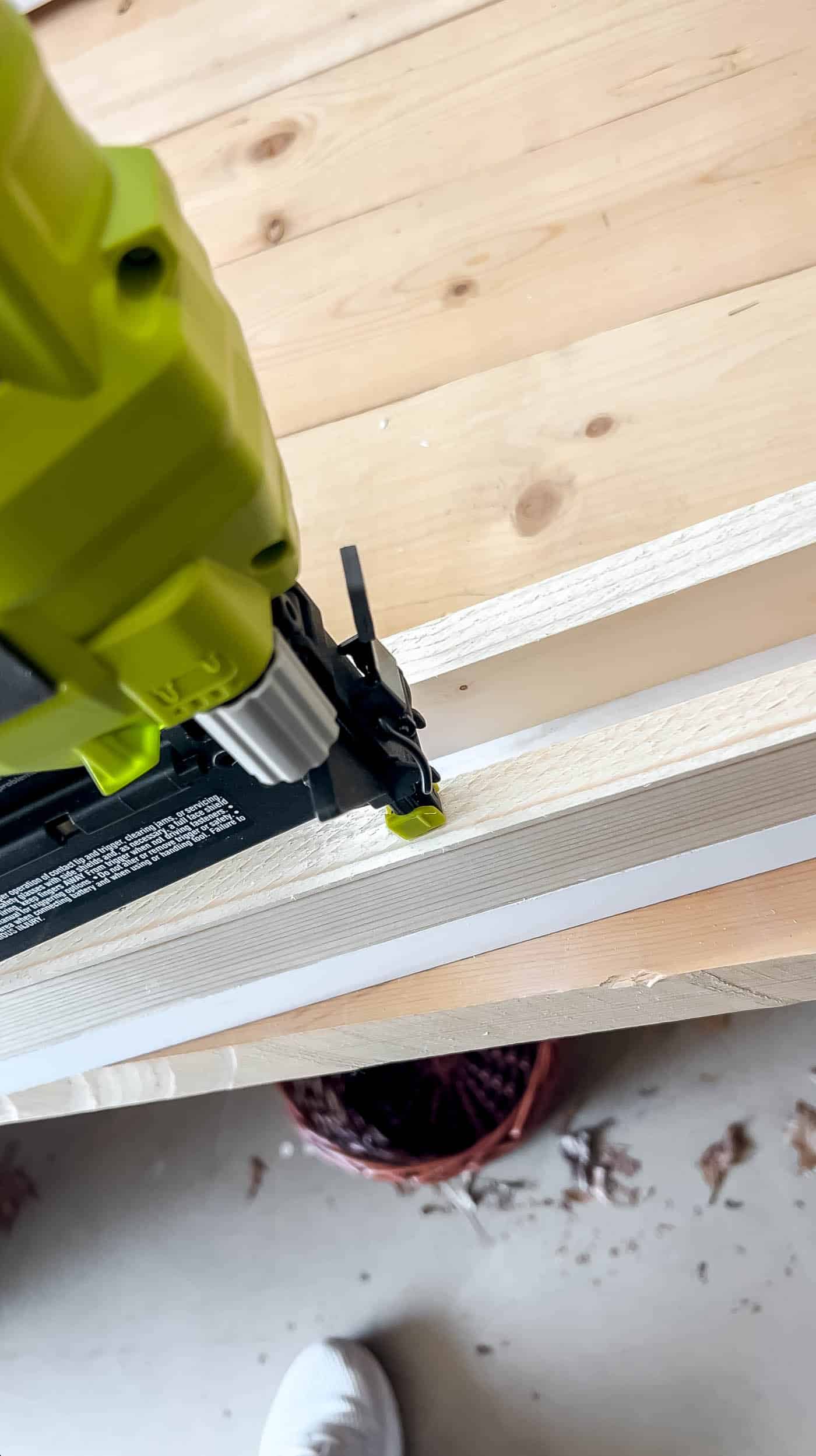 brad nailer into the back of the frame piece