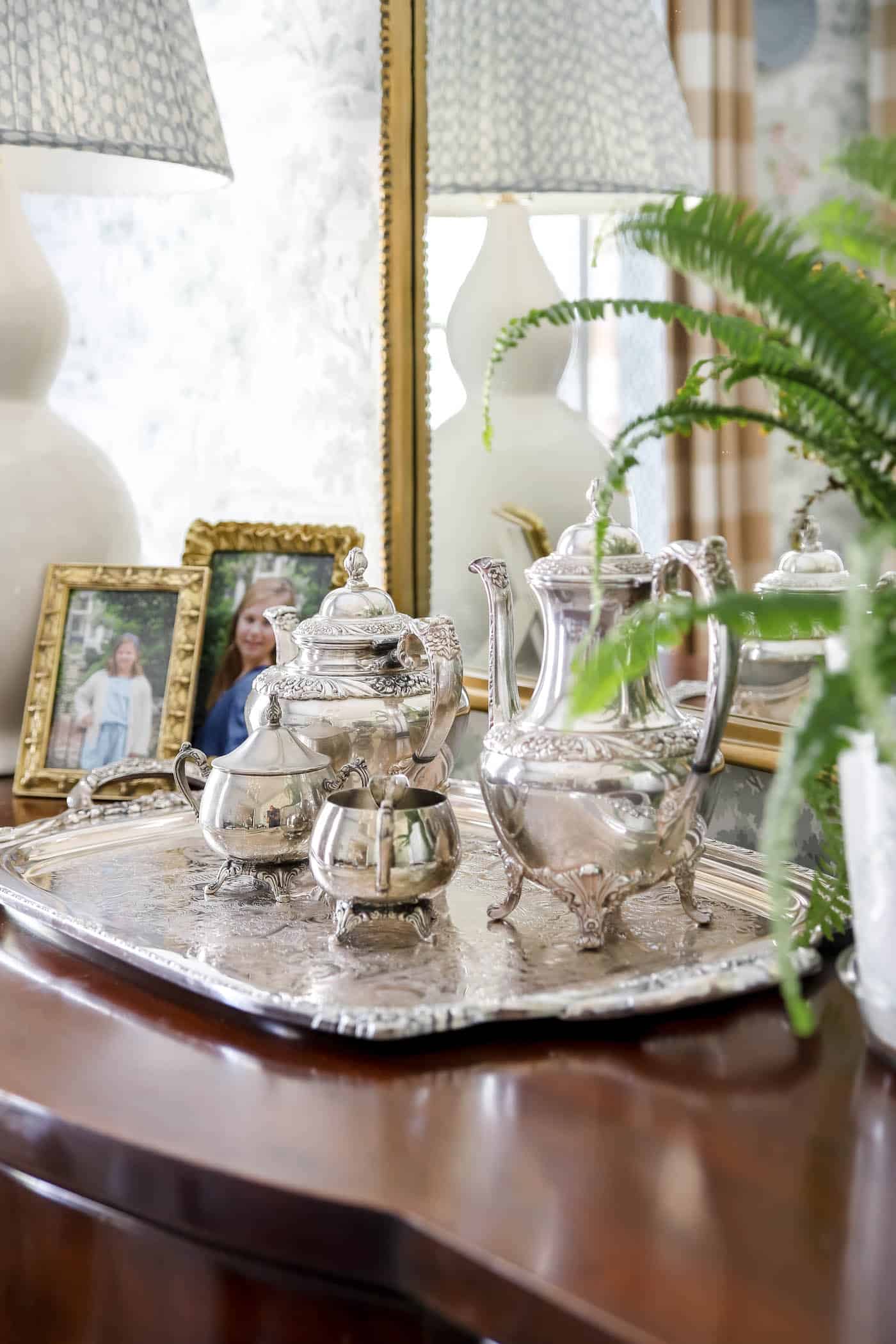 decorating with antique silver or inherited silver pieces.