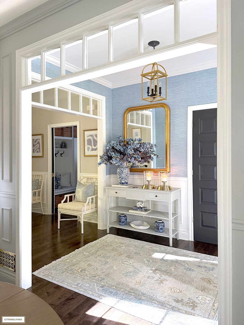 blue fall entryway